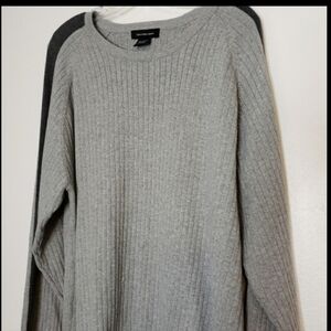 Calvin Klein Jeans Gray Ribbed Men's Sweater Black Racing Stripe
